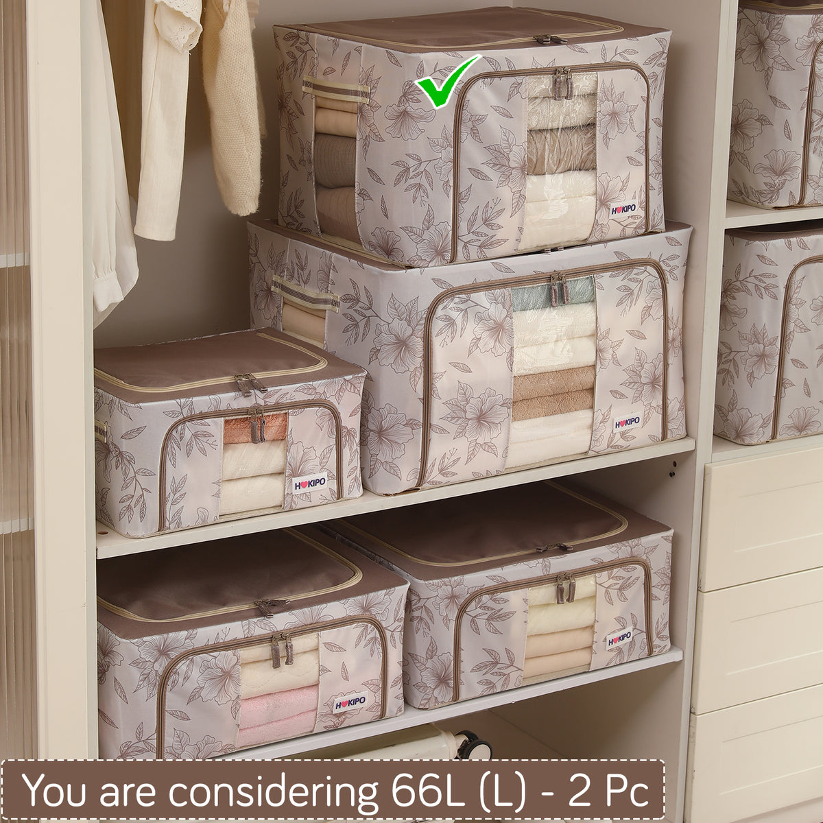 Foldable Cloth Storage Organizer for Wardrobe, Latte Floral