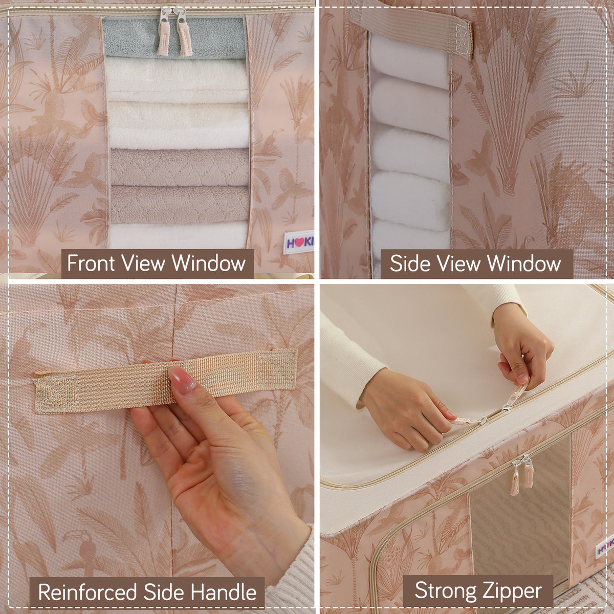 Foldable Cloth Storage Organizer for Wardrobe, Beige Botanica