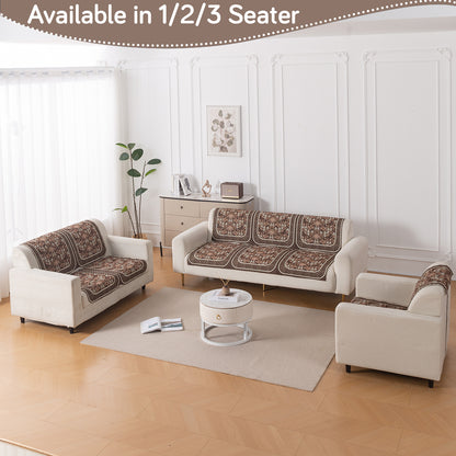 LoomVerse Quilted Sofa Cover Set Washable Sofa Panel for Seat & Back - Rustic Lattice
