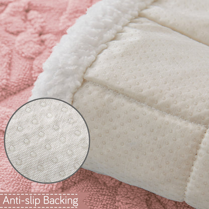 'Italian Caelora' Luxury Jacquard Plush Anti-Slip Sofa Cover Mat - Misty Rose