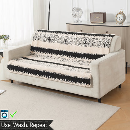 'Noirea Series' Plush Sofa Cover for Seat & Back, Textured Stripe
