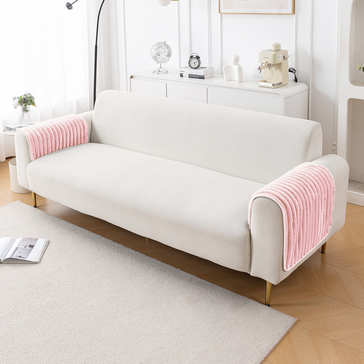 Faux Rabbit Fur Plush Anti-Slip Sofa Mat |Snuggle Fur Soft Pink