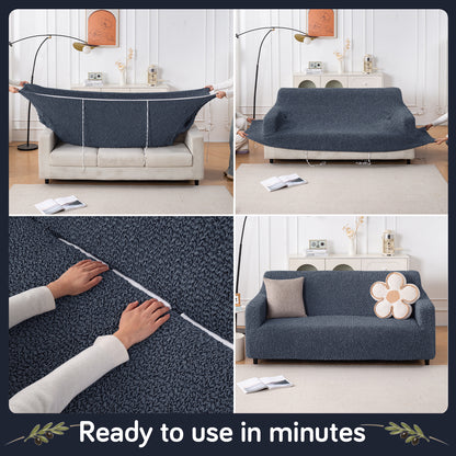 Italian Belissia Luxe Series' Super Stretchable Microfiber 1/2/3 Seater Sofa Cover, Navy Blue