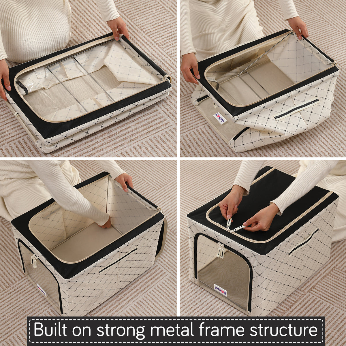 Foldable Cloth Storage  Box Organizer for Wardrobe - Ivory Noir