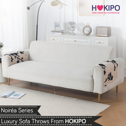 Luxury Plush Sherpa Anti-Slip Sofa Cover Mat, 'Noirea Series'| Botanical Vine