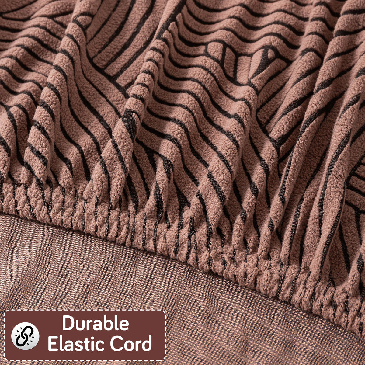 Buy rust brown colour elastic waveline series jacquard sofa cover​s