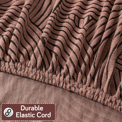 'WaveLine Series' Jacquard Sofa Cover 1/2/3/4-seater Fully Covered, Rust Brown