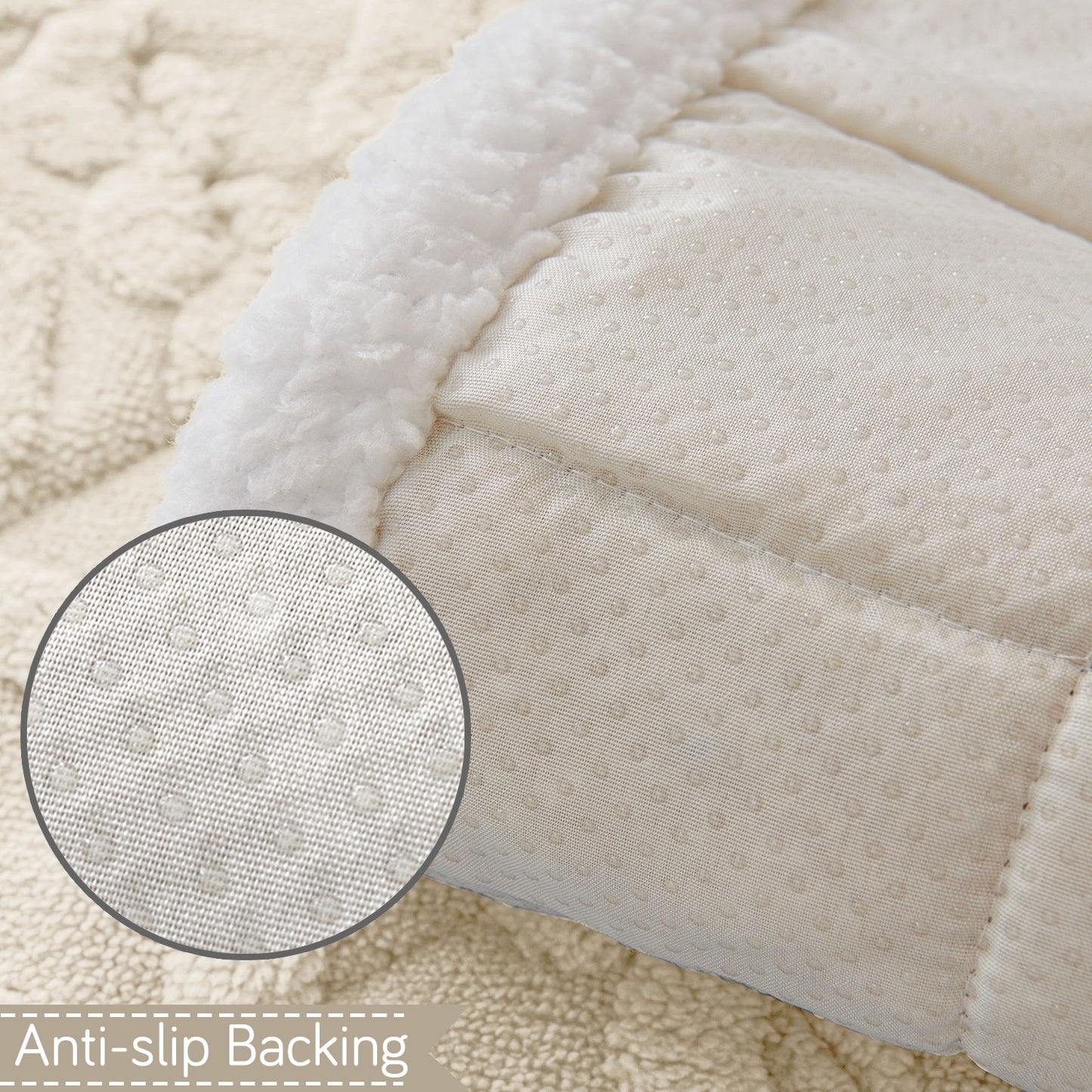 'Italian Caelora' Luxury Jacquard Plush Anti-Slip Sofa Cover Mat - Pearl White
