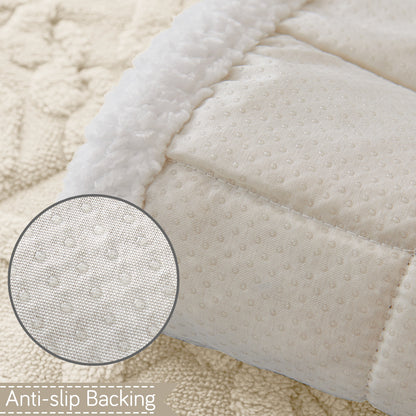 'Italian Caelora' Luxury Jacquard Plush Anti-Slip Sofa Cover Mat - Pearl White