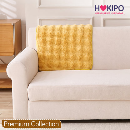 'FurHug' Premium Faux Rabbit Fur Sofa Seat Mats, Honey Yellow