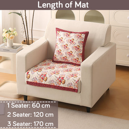 Florentina Series Printed Holland Velvet Sofa Mat - Autumn Cream