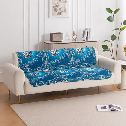 LoomVerse Quilted Sofa Cover Set Washable Sofa Panel for Seat & Back - Royal Meadow