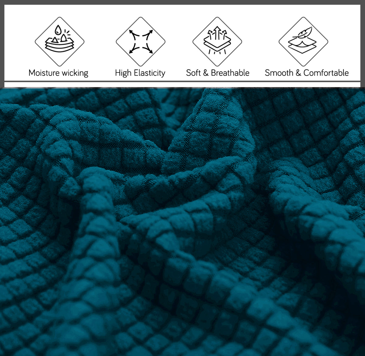 Buy Teal Colour jacquard bed headboard cover fabric with high elasticity, soft breathable material and smooth comfortable | HOKIPO