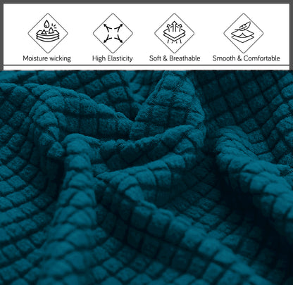 HOKIPO Jacquard Stretchable Bed Headboard Cover, Teal