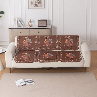 HeavenHue Fleece Soft Touch Quilted Sofa Cover Set Washable Sofa Panel for Seat & Back - Nritya Echo