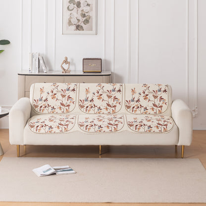 HeavenHue Fleece Soft Touch Quilted Sofa Cover Set – Washable Sofa Panel for Seat & Back - Autumn Whisper