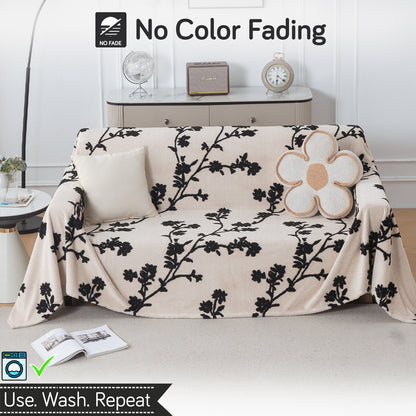 Buy Botanical Vine Noirea Series Luxury Plush Sofa Throw Cover – 3 Seater Sofas | HOKIPO