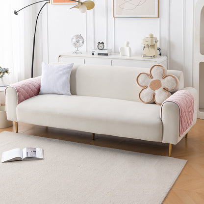Diamond Tuft Plush Sofa Cover Mat, Blush Pink