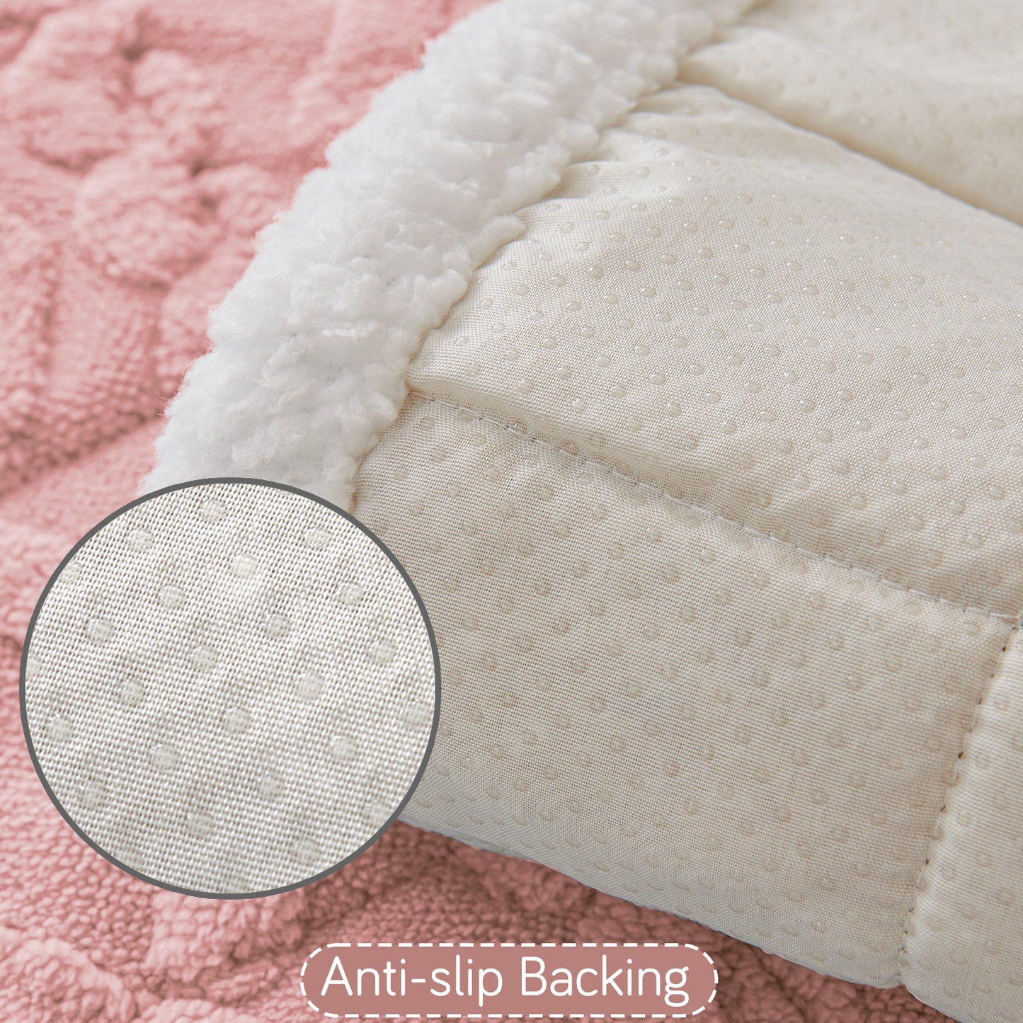 'Italian Caelora' Luxury Jacquard Plush Anti-Slip Sofa Cover Mat - Misty Rose