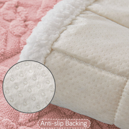 'Italian Caelora' Luxury Jacquard Plush Anti-Slip Sofa Cover Mat - Misty Rose