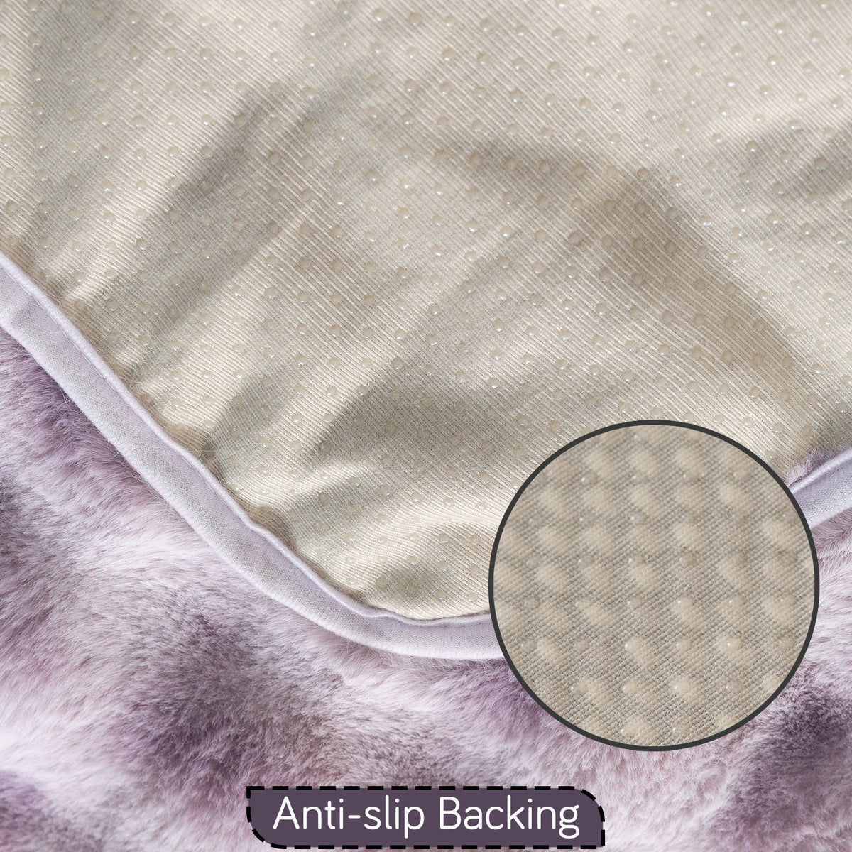 Faux Rabbit Fur Sofa Cover with Lace |Gradient Rabbit Plush, Violet
