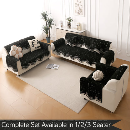 Premium Supple Soft Wavy with Curve Sofa Cover Mat, Black