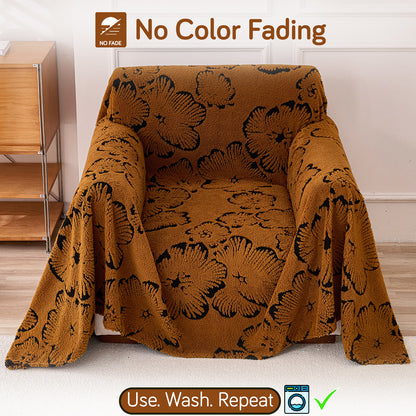 Buy Rustic Caramel Colour Camellia Blossom Luxury Plush Sofa Throw – 1 Seater Sofa | HOKIPO