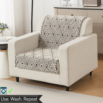 HOKIPO Plush Sofa Cover Throw for Complete Sofa 'Noirea Series', Geometric Diamond