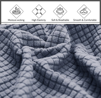 HOKIPO Jacquard Stretchable Bed Headboard Cover, Light Grey