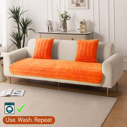 Premium Plush Anti Slip Sofa Mat for 1/2/3 Seater, Orange