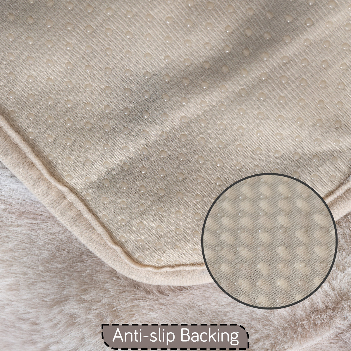 Faux Rabbit Fur Sofa Cover with Lace |Gradient Rabbit Plush, Cream
