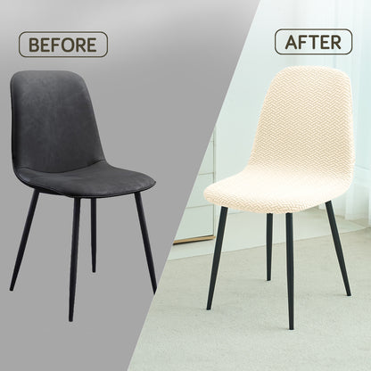 HOKIPO Premium Jacquard Fully Covered Cover for Mid Century Modern Dining Chair, Beige