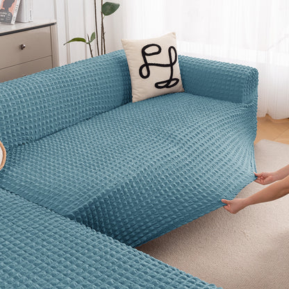 Aria Nova Bubble 2-Piece Stretchable L Shape Sofa Cover with Left Chaise, Tropical Teal