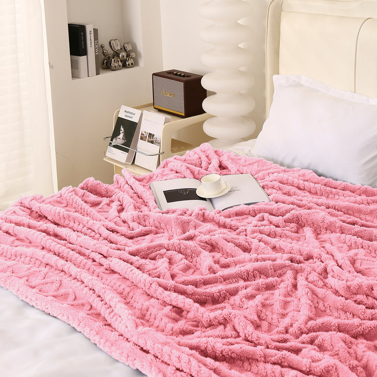 Buy Baby Pink Colour Ultra-cozy, luxury Blanket At HOKIPO