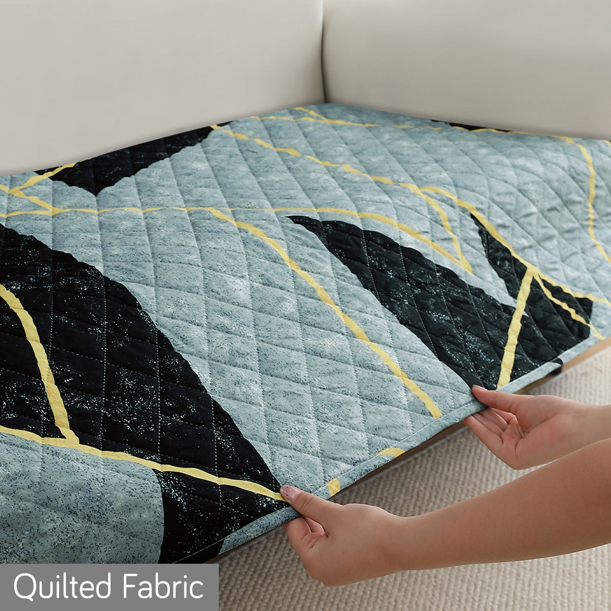 Water Repellent + Waterproof Quilted Sofa Mats, Multicolor Abstract Geometry