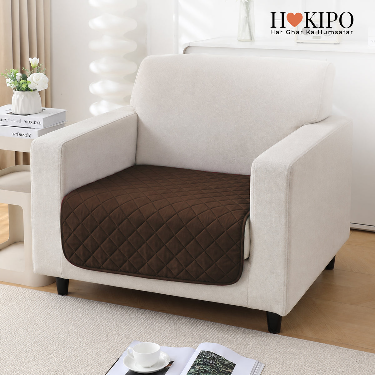 Drylin Quilted Sofa Cover Mat, Brown