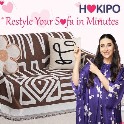 Buy Premium & Stylish Chocolate Brown Colour Urban Tribe Chenille 3 Seater Sofa Throw | HOKIPO