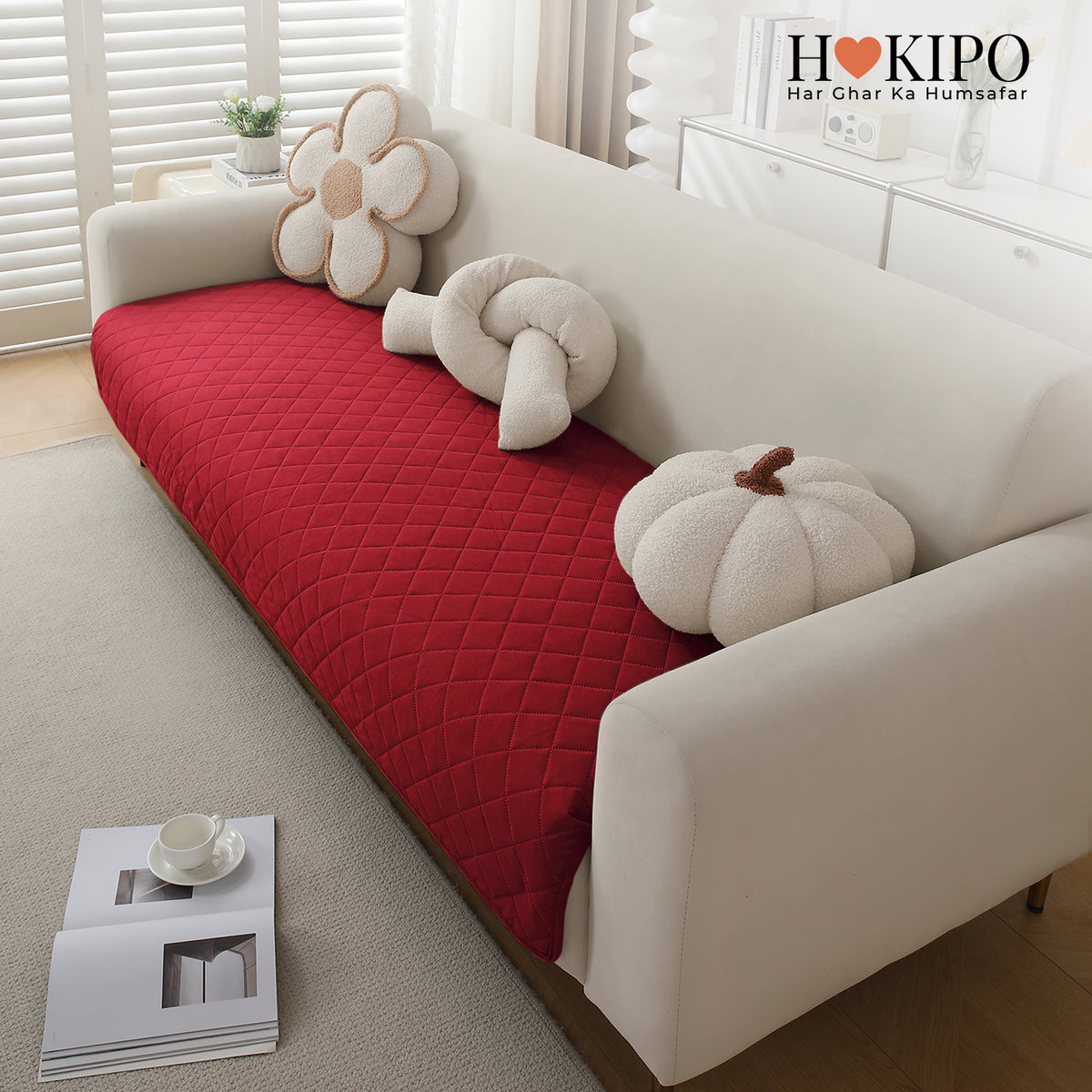 Drylin Quilted Sofa Cover Mat, Red