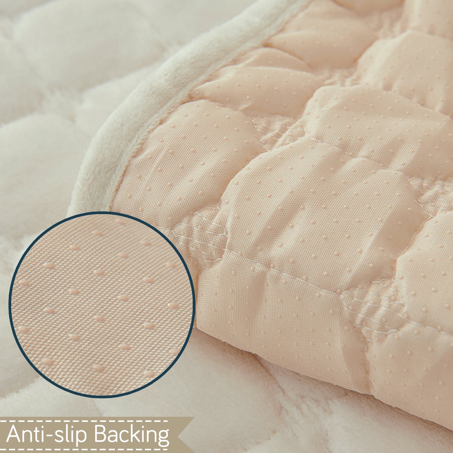 BelleLace Series Imperial Milk Velvet L Shape Sofa Cover Mat with Lace Design - Pearl White