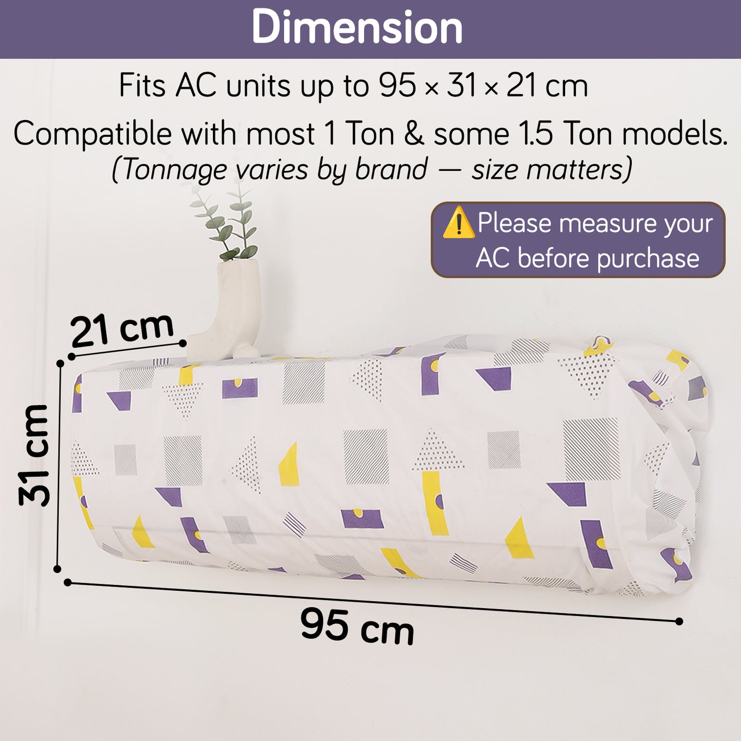 Dustproof, Waterproof & Washable Indoor AC Cover - Geometric Abstract