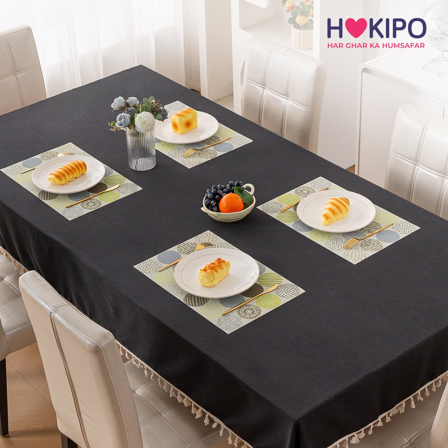 Color Splash PVC Mats for Dining Table, Bubble - Lemon Yellow