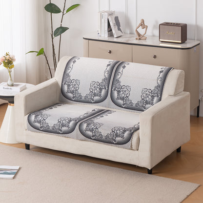 HeavenHue Fleece Soft Touch Quilted Sofa Cover Set Washable Sofa Panel for Seat & Back - Twilight Lace