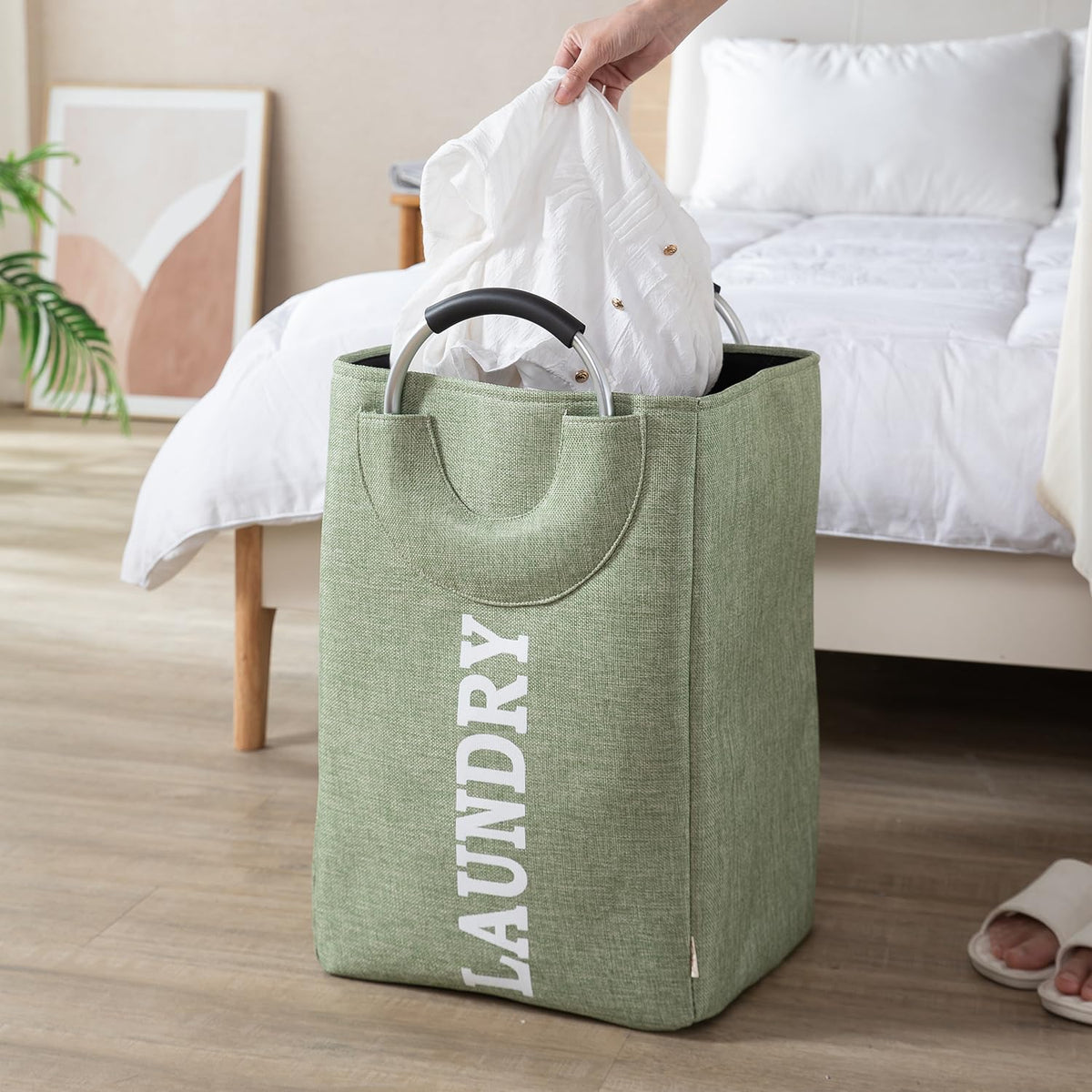 Foldable Laundry Bag with Handles, 40L - Green