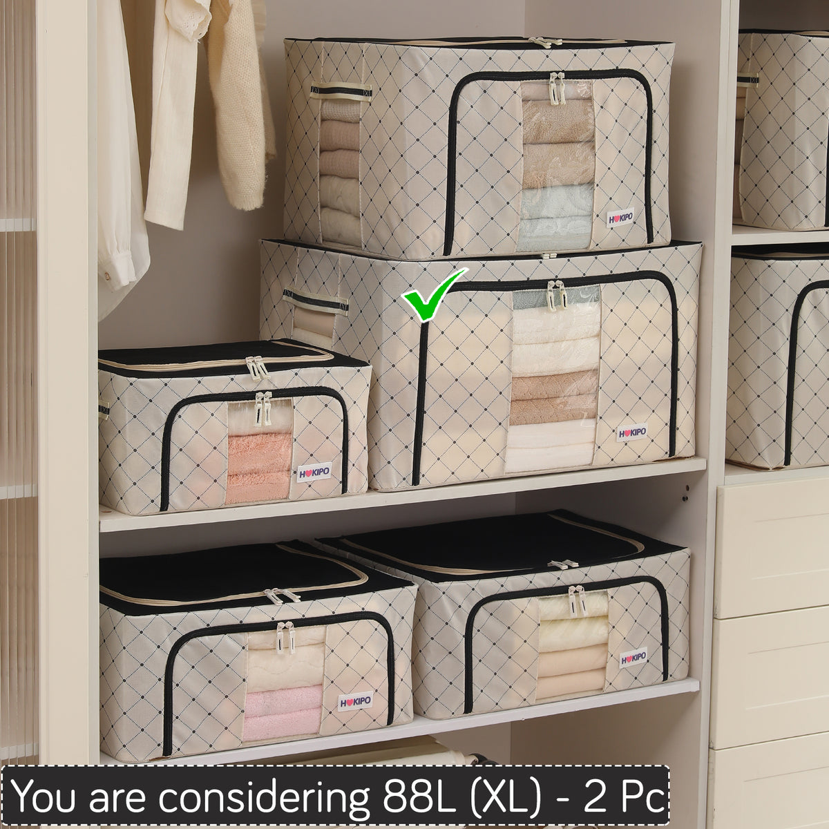 Folding Cloth Storage Box and Organizer for Wardrobe - Ivory Noir