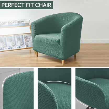 HOKIPO Premium Jacquard Stretchable Tub Chair Cover Slipcover, Continental Green