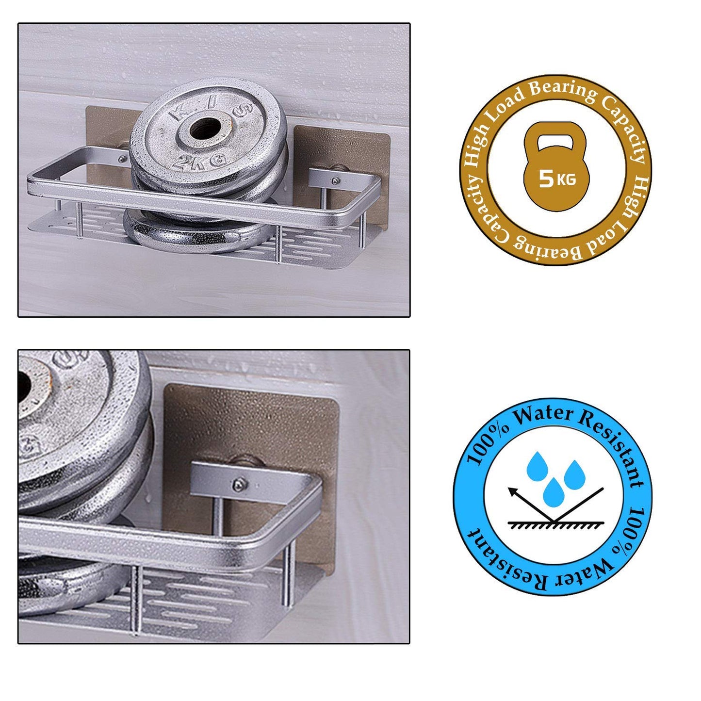 Magic Sticker Series No Drill High Grade Aluminium Kitchen Bathroom Shelf Rack