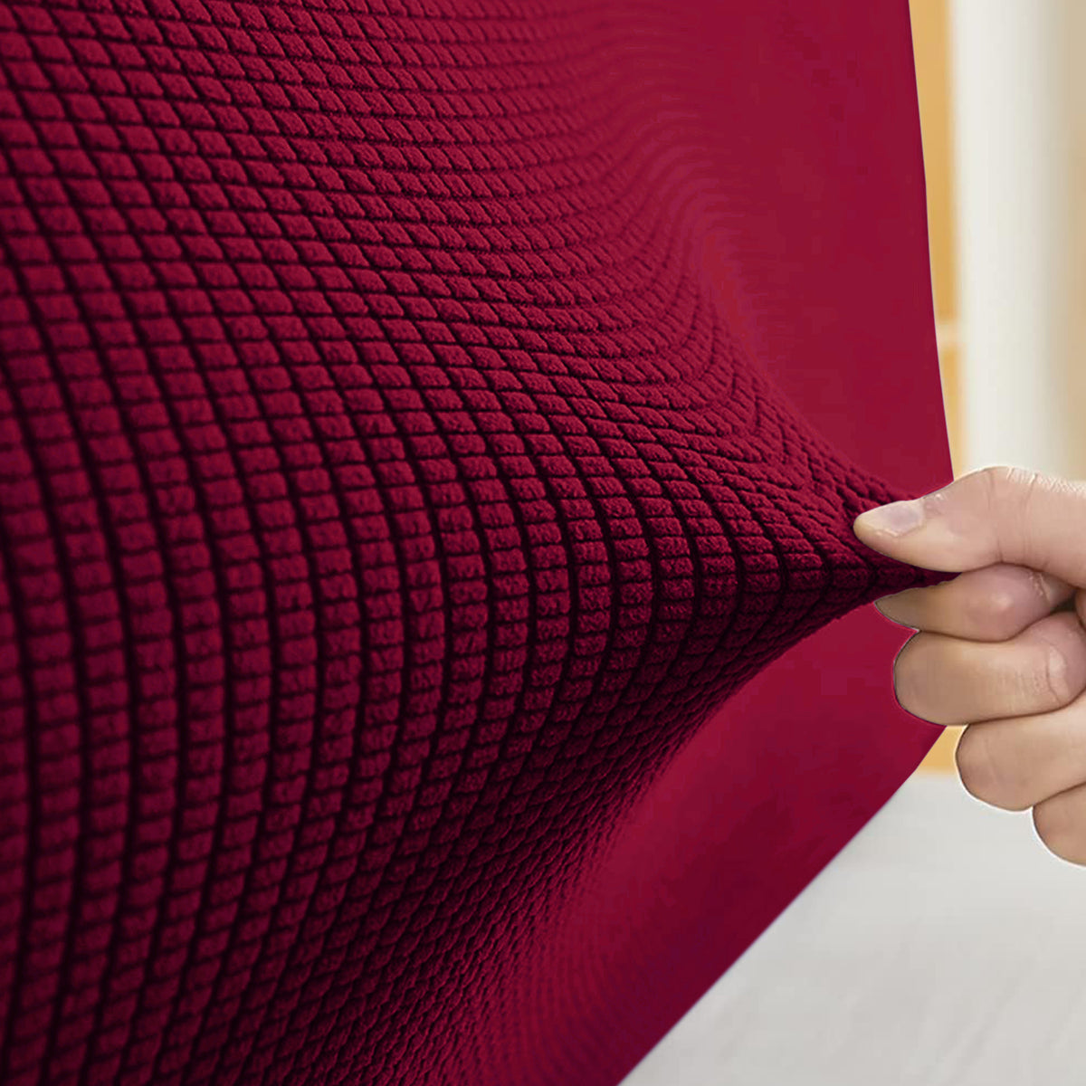 Buy HOKIPO Maroon Colour Stretchable Jacquard Bed Headboard Cover