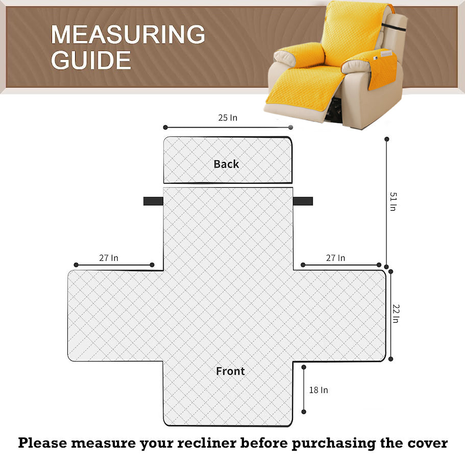 Quilted Recliner Mats for 1 Seater Recliner Sofa, Yellow