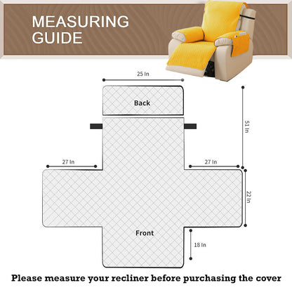 Quilted Recliner Mats for 1 Seater Recliner Sofa, Yellow
