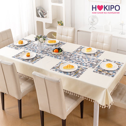 Color Splash PVC Mats for Dining Table, Geo Triangles - Slate Blue